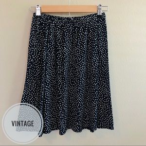 Vintage Navy Blue Polka-Dot A-Line Skirt